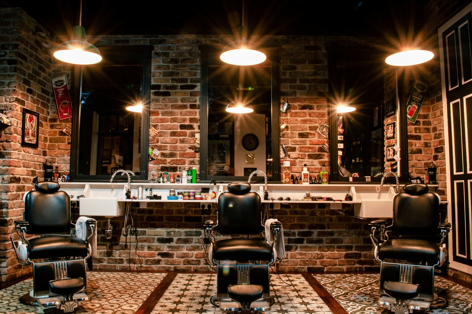 Classic grooming chairs in a premium barber studio